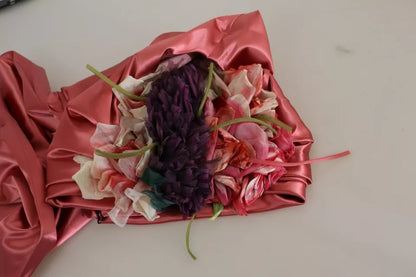 Dolce &amp; Gabbana – Rosa drapiertes Midikleid mit Blumenapplikation