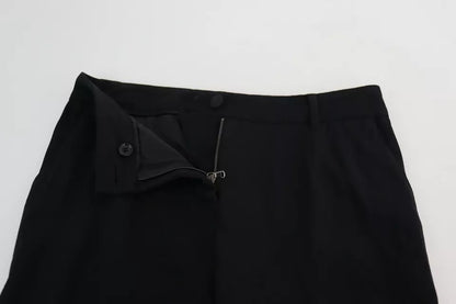 Dolce &amp; Gabbana – Enge Hose aus Stretch-Schurwolle in Schwarz