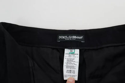 Dolce &amp; Gabbana – Enge Hose aus Stretch-Schurwolle in Schwarz