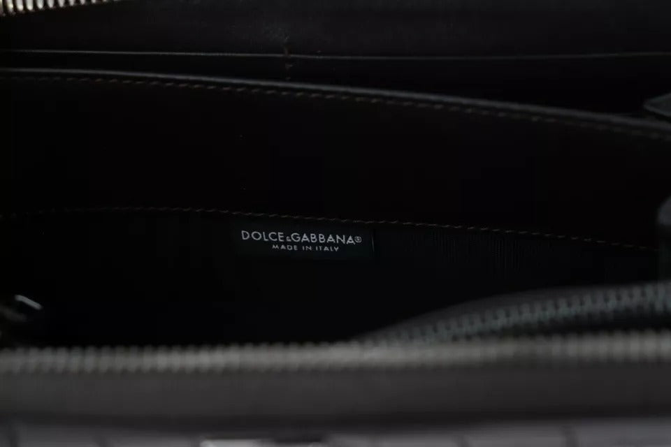Dolce &amp; Gabbana – Continental-Clutch aus exotischem Leder mit Rundum-Reißverschluss in Braun