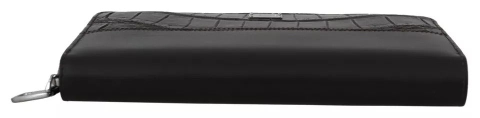 Dolce &amp; Gabbana – Continental-Clutch aus exotischem Leder mit Rundum-Reißverschluss in Braun