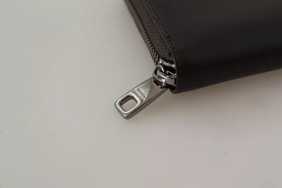Dolce &amp; Gabbana – Continental-Clutch aus exotischem Leder mit Rundum-Reißverschluss in Braun