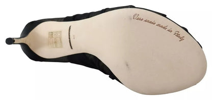 Dolce &amp; Gabbana Schwarze Tüll-Stiefeletten mit Stilettoabsatz