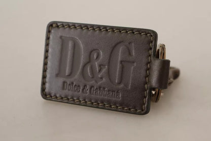 Dolce &amp; Gabbana Schlüsselanhänger mit D&amp;G-Logo aus grünem Leder und Metallring mit Haken