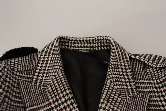 Dolce &amp; Gabbana – Grau karierte, lange Trenchcoat-Jacke