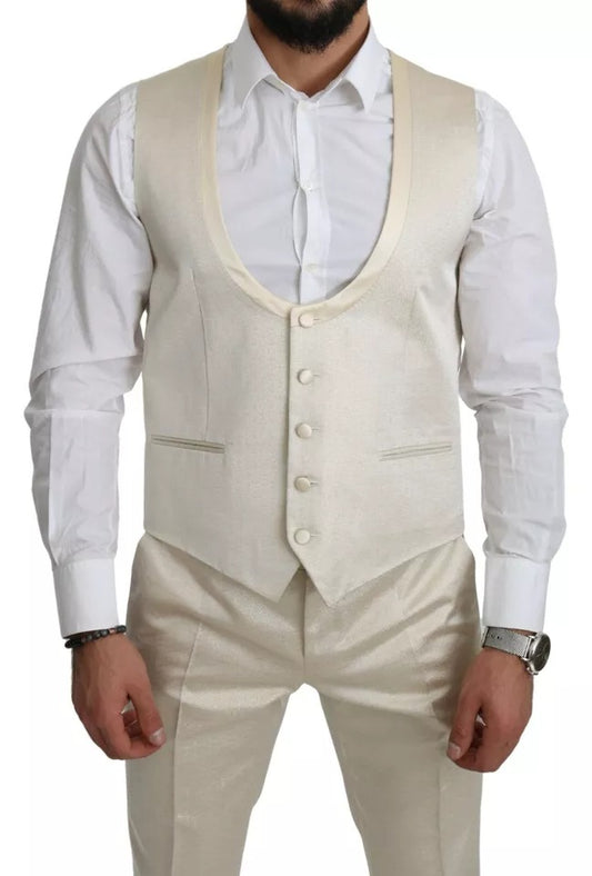 Dolce &amp; Gabbana Beige Wollcreme 3-teiliger SICILIA-Schalanzug