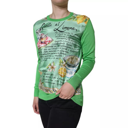 Dolce &amp; Gabbana – Langärmliger Pullover „Granita Al Limone“ aus grüner Seide