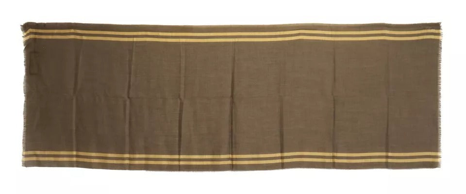 Dolce &amp; Gabbana – Grün gestreifter Wickelschal aus Kaschmir mit Fransen