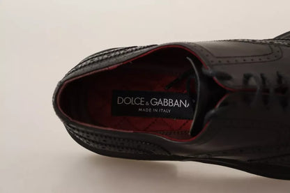Dolce &amp; Gabbana – Derby-Schnürschuhe aus perforiertem Leder in Schwarz