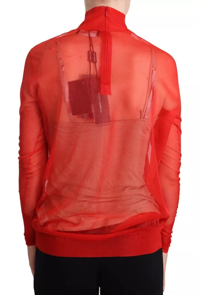 Dolce &amp; Gabbana Orangefarbener halbtransparenter Blusenpullover