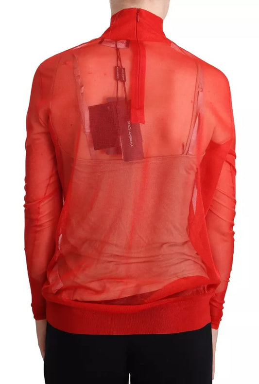 Dolce &amp; Gabbana Orangefarbener halbtransparenter Blusenpullover