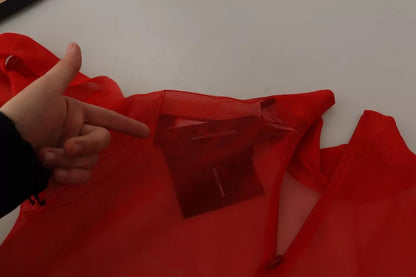 Dolce &amp; Gabbana Orangefarbener halbtransparenter Blusenpullover