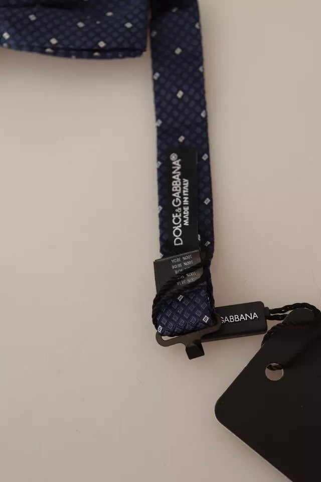 Dolce &amp; Gabbana Blau gemusterte verstellbare Seidenfliege für Herren