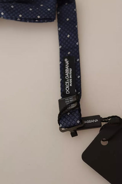 Dolce &amp; Gabbana Blau gemusterte verstellbare Seidenfliege für Herren