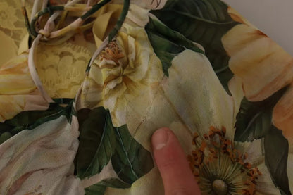 فستان ماكسي طويل بطبعة زهور من الحرير متعدد الألوان من دولتشي آند غابانا