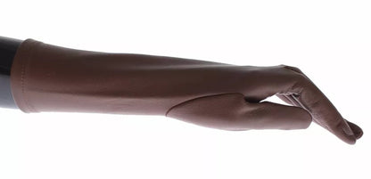 Dolce &amp; Gabbana – Schmale Damenhandschuhe aus braunem Leder