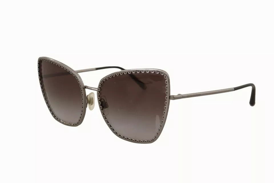 Dolce &amp; Gabbana DG2212 – Sonnenbrille mit ovalem Metallrahmen und Spitzenlogo in Schwarz und Silber