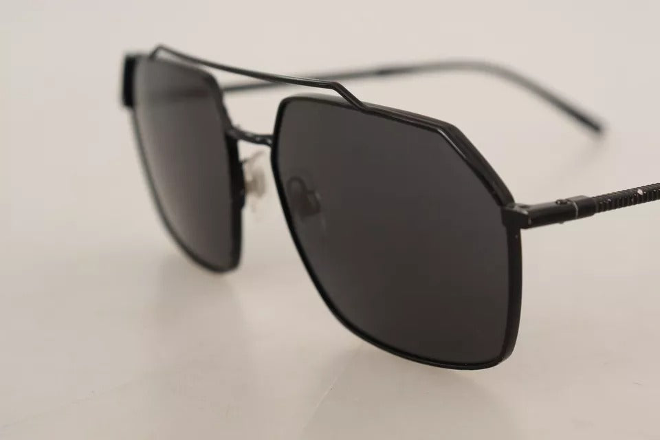 Dolce &amp; Gabbana DG2250 – Quadratische Sonnenbrille aus schwarzem Metall mit Vollrand