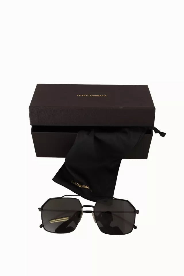 Dolce &amp; Gabbana DG2250 – Quadratische Sonnenbrille aus schwarzem Metall mit Vollrand