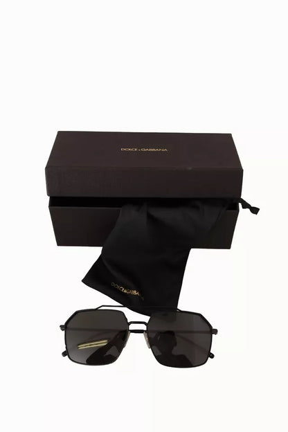 Dolce &amp; Gabbana DG2250 – Quadratische Sonnenbrille aus schwarzem Metall mit Vollrand