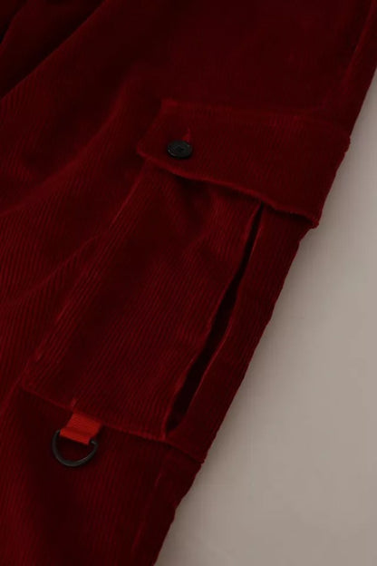 Dolce &amp; Gabbana – Rote Cargo-Skinny-Hose aus Cord und Baumwolle