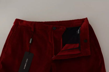 Dolce &amp; Gabbana – Rote Cargo-Skinny-Hose aus Cord und Baumwolle