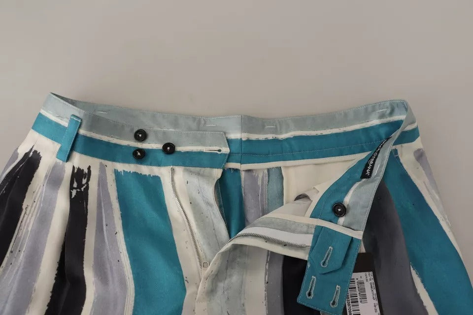 Dolce &amp; Gabbana – Mehrfarbig gestreifte Karottenhose aus Seide