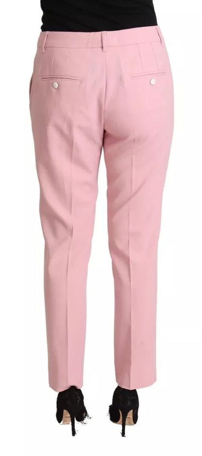 Dolce &amp; Gabbana – Karottenhose aus Wolle mit mittlerer Taille in Rosa
