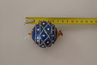Dolce &amp; Gabbana Gold Messing Blau Weihnachtskugel Kristall Haken Schmuck Ohrringe