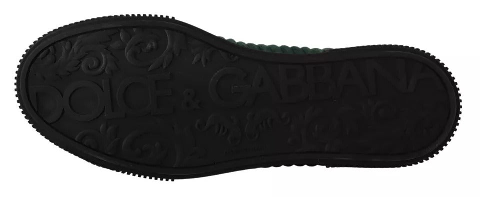 Dolce &amp; Gabbana Grüne Cord High Tops Sneakers Herren Freizeitschuhe
