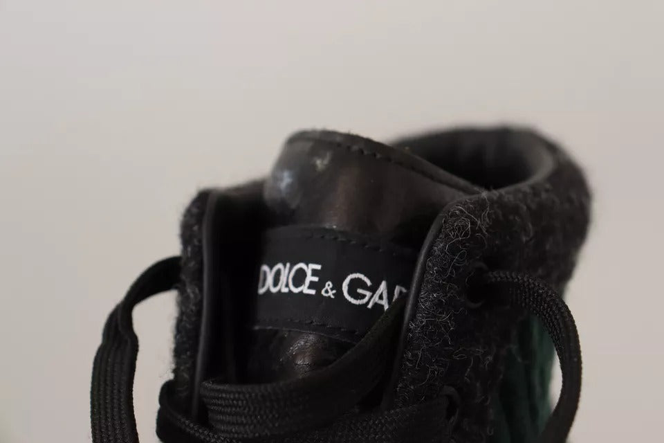 Dolce &amp; Gabbana Grüne Cord High Tops Sneakers Herren Freizeitschuhe
