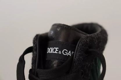 Dolce &amp; Gabbana Grüne Cord High Tops Sneakers Herren Freizeitschuhe