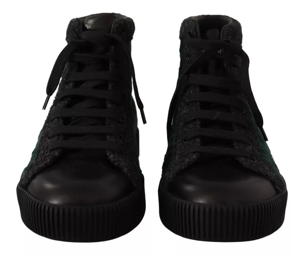 Dolce &amp; Gabbana Grüne Cord High Tops Sneakers Herren Freizeitschuhe