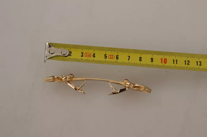 Dolce &amp; Gabbana – Kragenstopper-Brosche aus vergoldetem 925er Sterlingsilber mit Kristallen