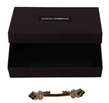 Dolce &amp; Gabbana – Kragenstopper-Brosche aus vergoldetem 925er Sterlingsilber mit Kristallen