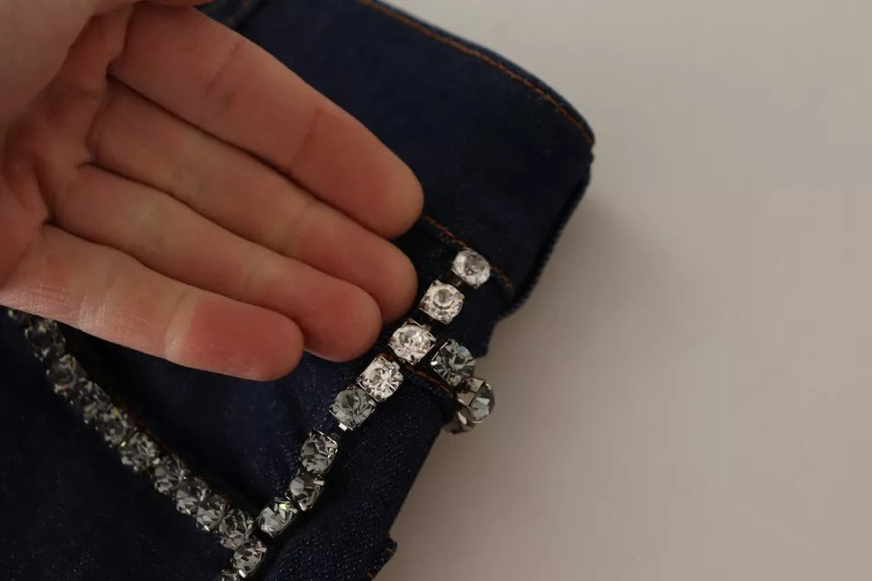 شورت جينز قصير مزين باللون الأزرق الداكن من دولتشي آند غابانا