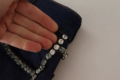 شورت جينز قصير مزين باللون الأزرق الداكن من دولتشي آند غابانا