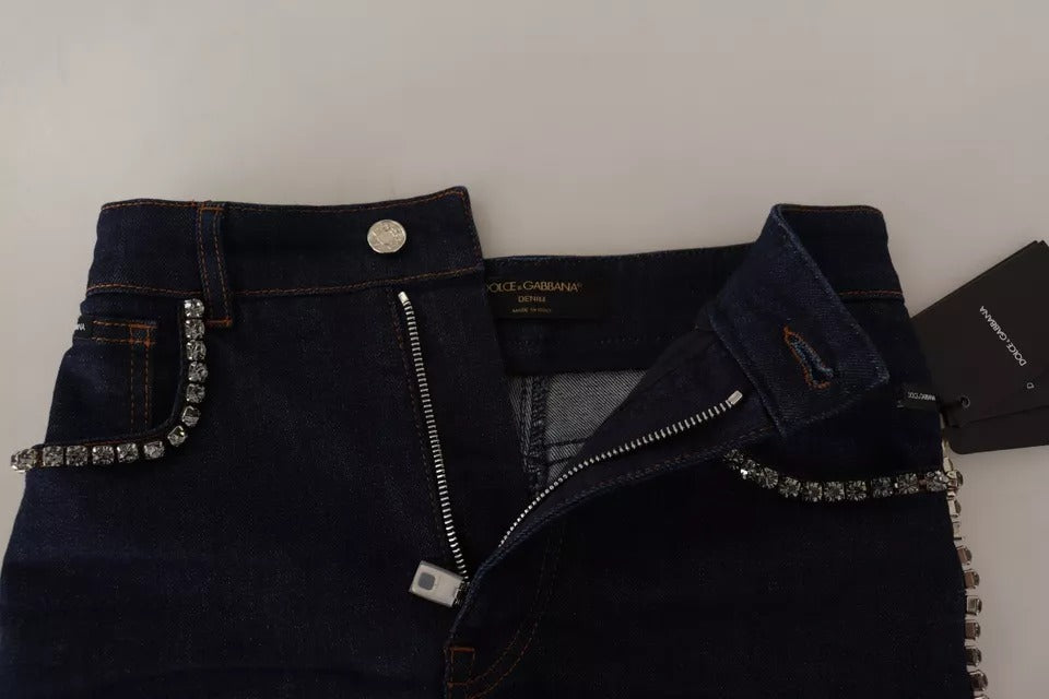 شورت جينز قصير مزين باللون الأزرق الداكن من دولتشي آند غابانا