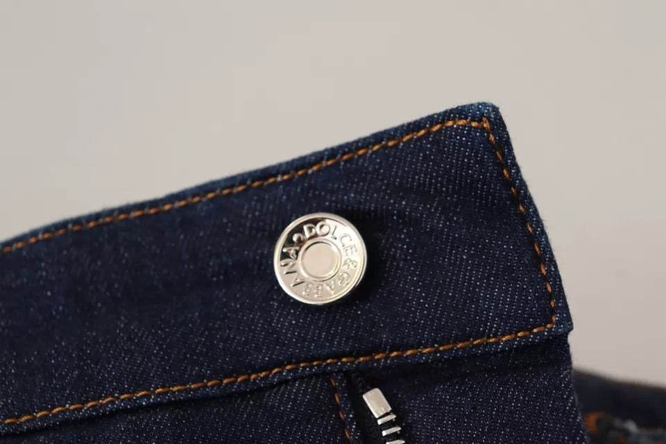 شورت جينز قصير مزين باللون الأزرق الداكن من دولتشي آند غابانا