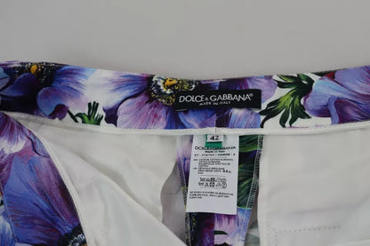 Dolce &amp; Gabbana – Schmal zulaufende Baumwollhose mit violettem Blumenmuster