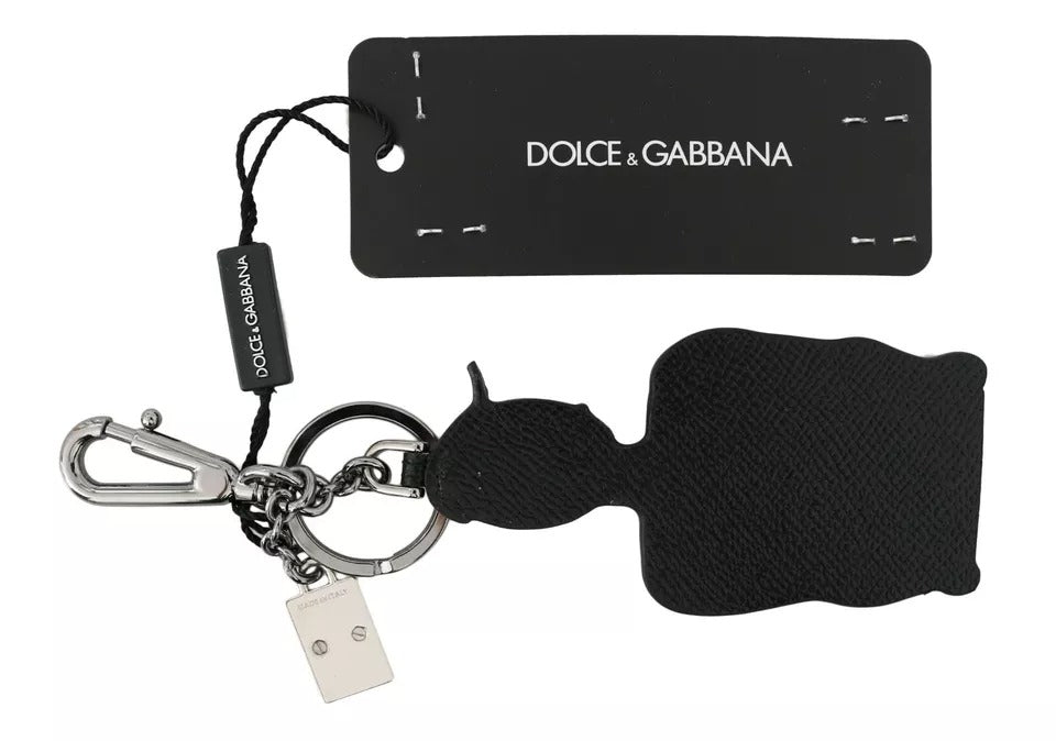 Dolce &amp; Gabbana Schlüsselanhänger mit Fischer-Logo aus schwarzem Leder
