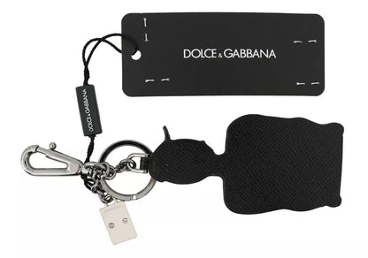 Dolce &amp; Gabbana Schlüsselanhänger mit Fischer-Logo aus schwarzem Leder