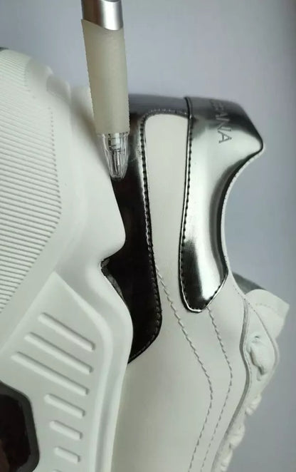 Dolce &amp; Gabbana DAYMASTER Sneakers aus Leder in Weiß und Silber Herren Schuhe