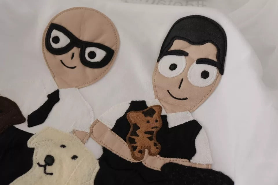 Dolce &amp; Gabbana Weißes Baumwoll-T-Shirt mit #DGFamily-Patch
