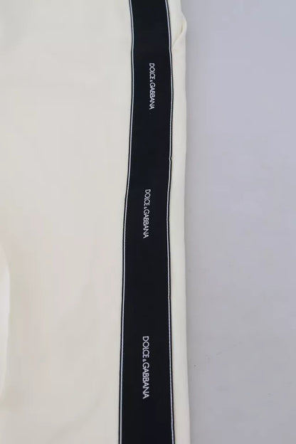 Dolce &amp; Gabbana – Weiße, hoch taillierte, schmal zulaufende Wollhose