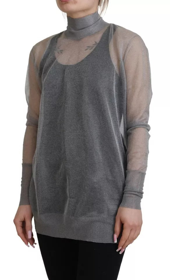 Dolce &amp; Gabbana Grauer durchsichtiger Rollkragenpullover