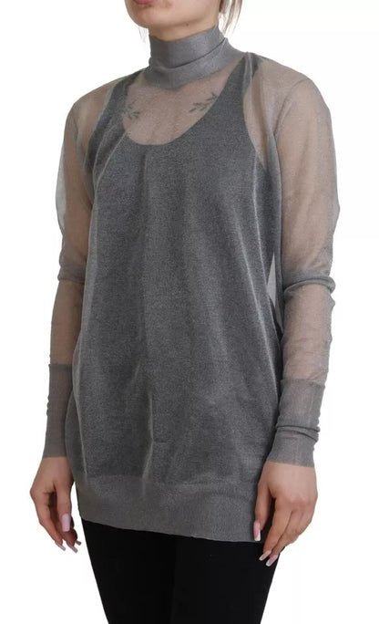 Dolce &amp; Gabbana Grauer durchsichtiger Rollkragenpullover