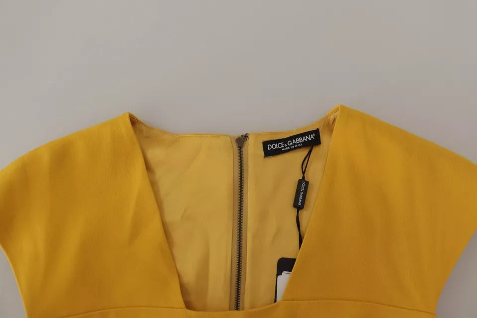 Dolce &amp; Gabbana – Ärmelloses Etui-Midikleid aus gelber Viskose