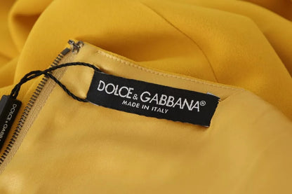 Dolce &amp; Gabbana – Ärmelloses Etui-Midikleid aus gelber Viskose