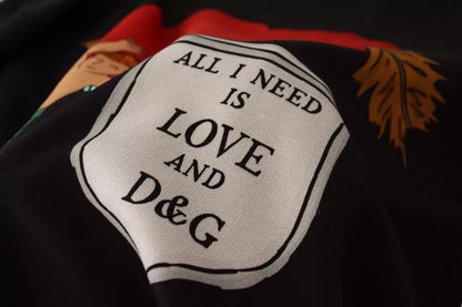 Dolce &amp; Gabbana – Schwarzer Kapuzenpullover mit Cupid-Print